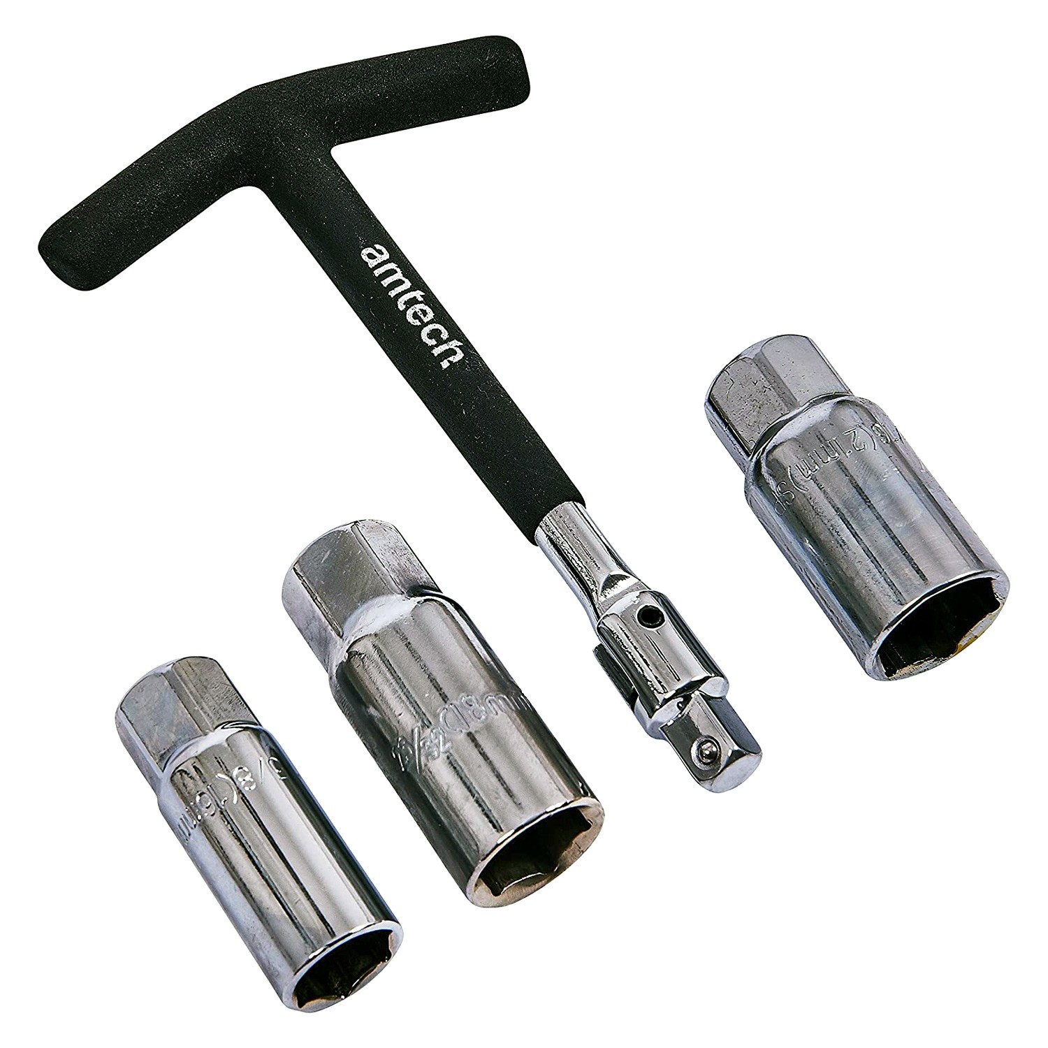 4pce T-Bar Spark Plug Spanner Wrench Set Remover Tool 3/8″ 16 18 & 21mm Sockets