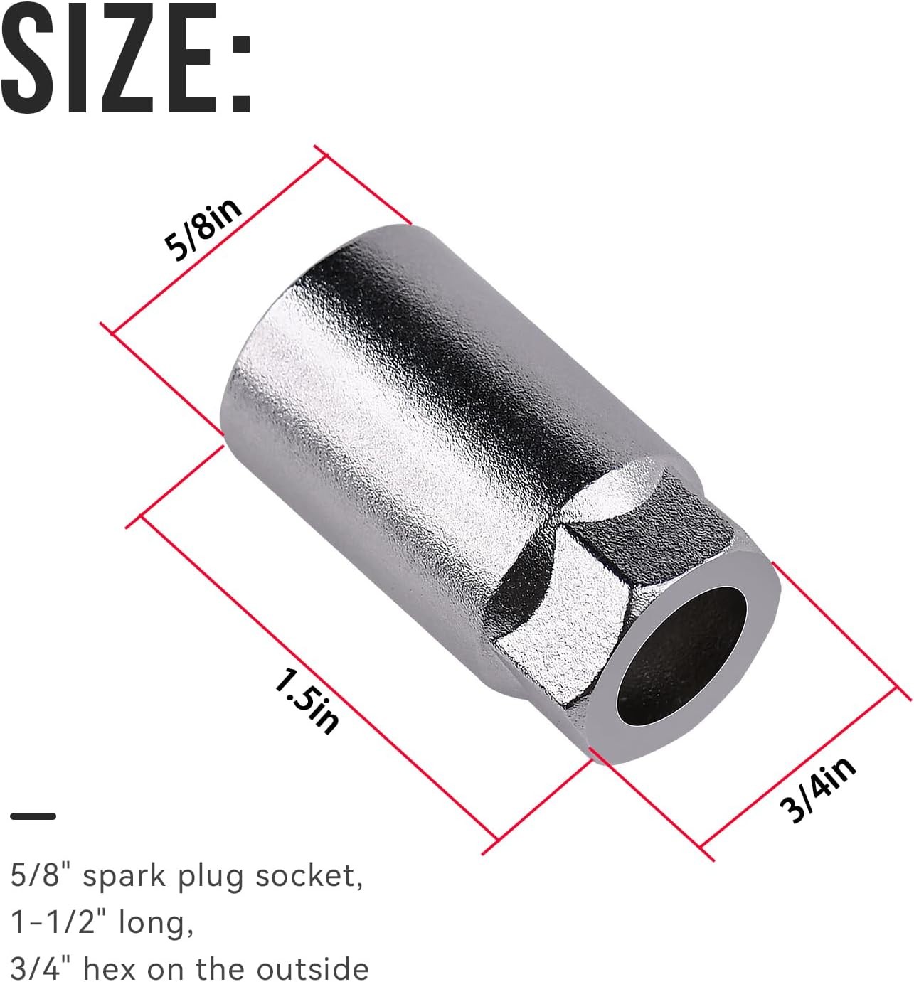 5/8″ Spark Plug Socket For Headers, Snowmobiles, motoRcycles,For Tight Clearance