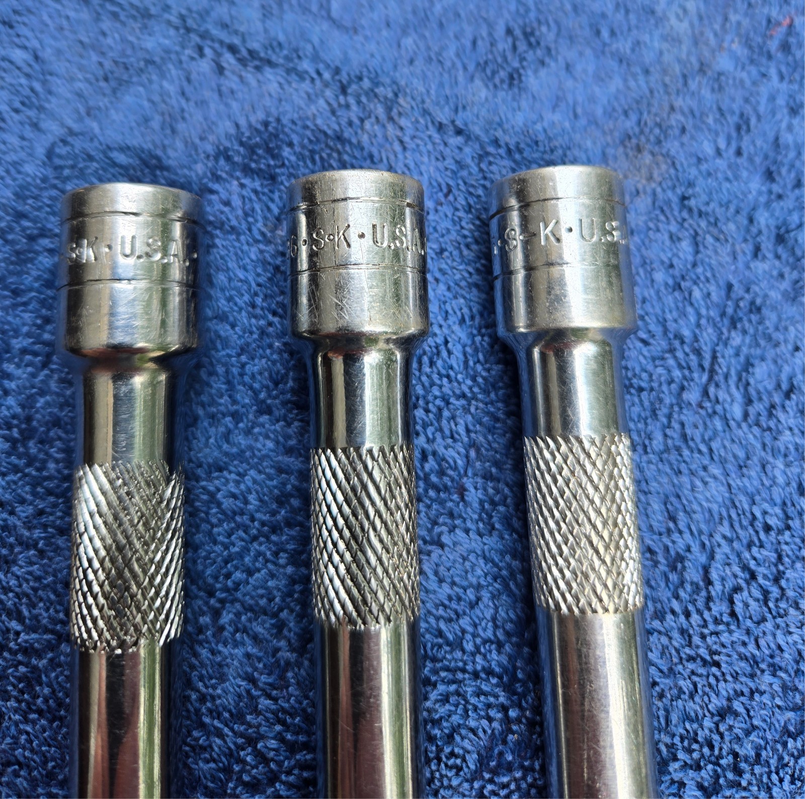 S-K Tools 3pc Locking Ratchet Extensions 3/8″ Drive 18″, 12″, 7.5″ Used