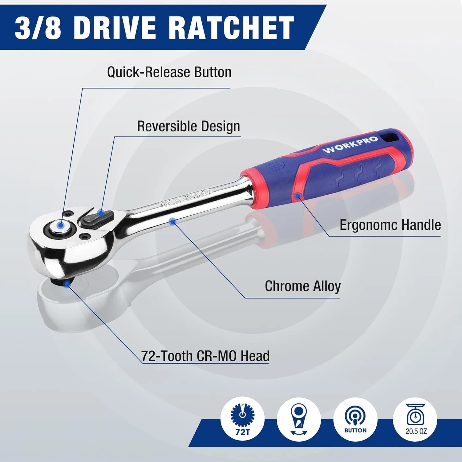 32-Piece 3/8-inch Drive Metric Sockets and Ratchet-Including 30 Metric Deep a…