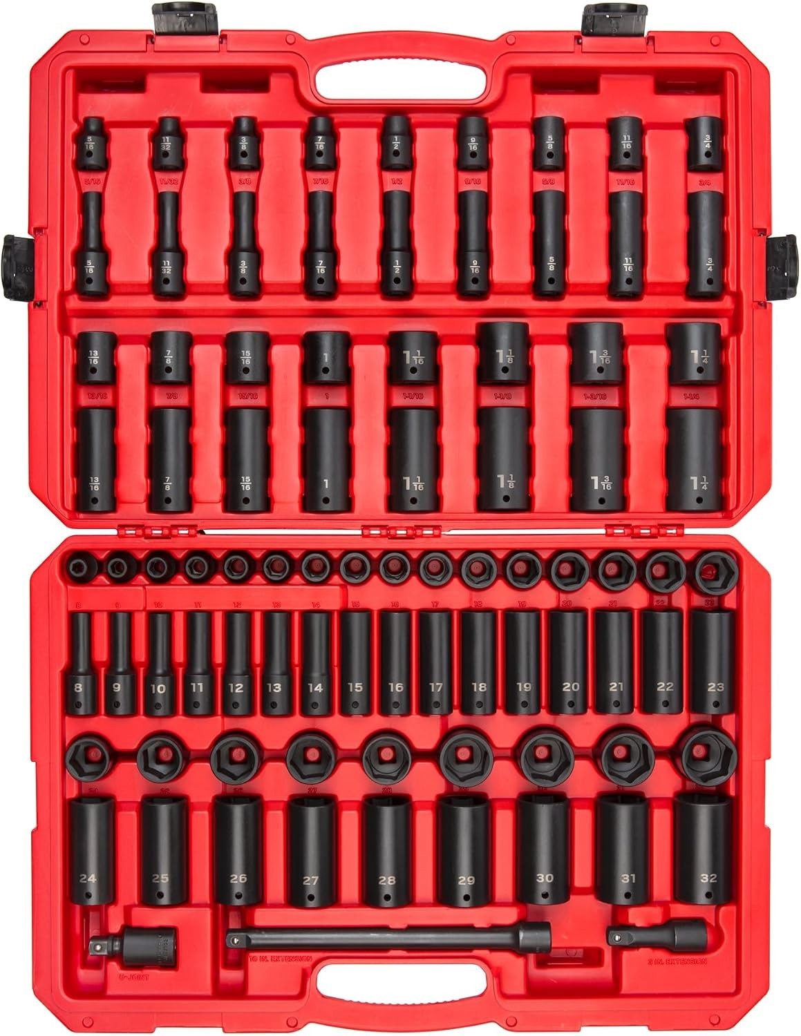 TEKTON 1/2 Inch Drive 6-Point Impact Socket Set, 87-Piece (5/16-1-1/4 in., 8-32