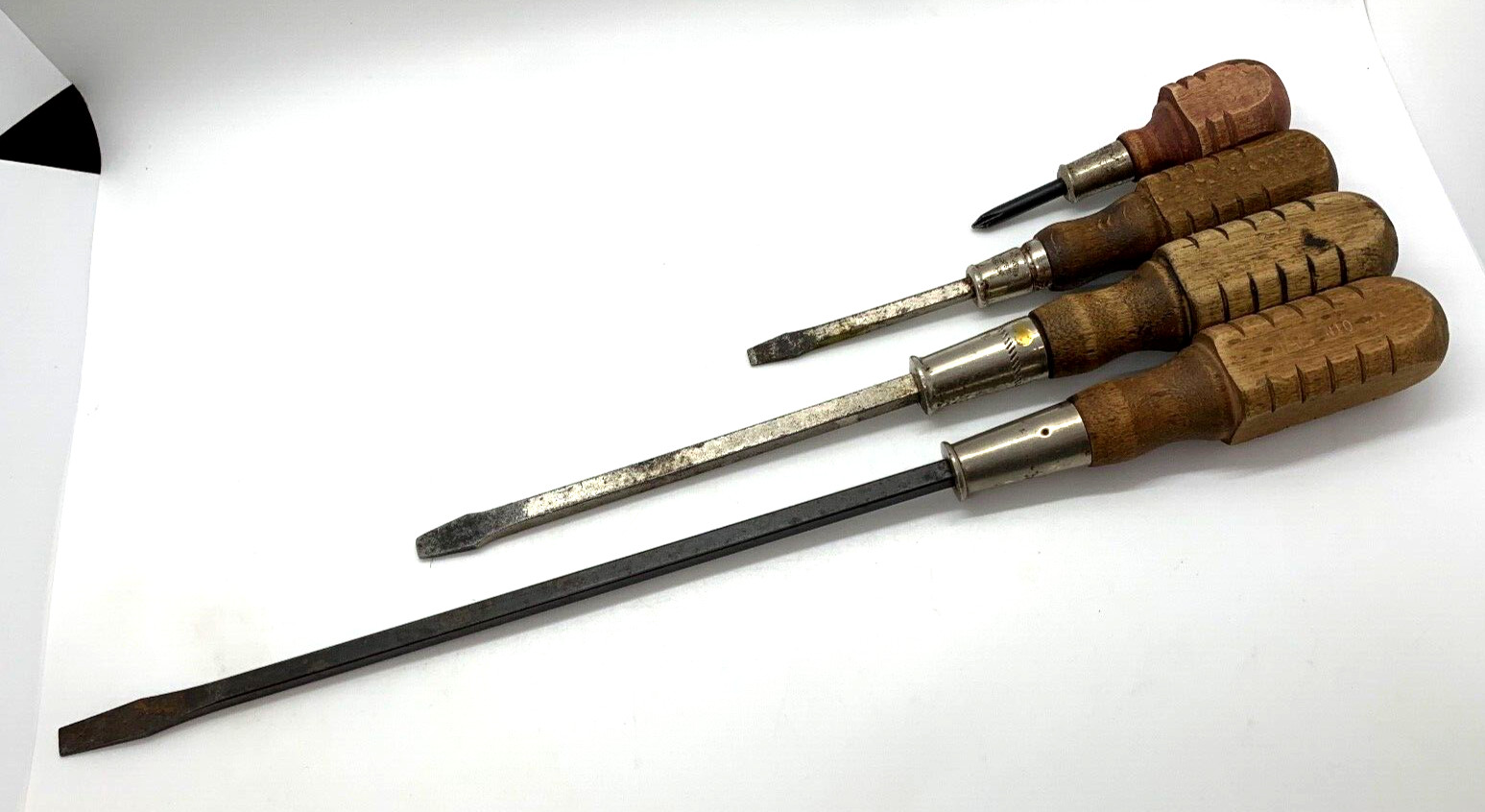 MAC Tools & Globemater Flat blade LONG Screwdriver Set Lot Wooden Philips Stubby