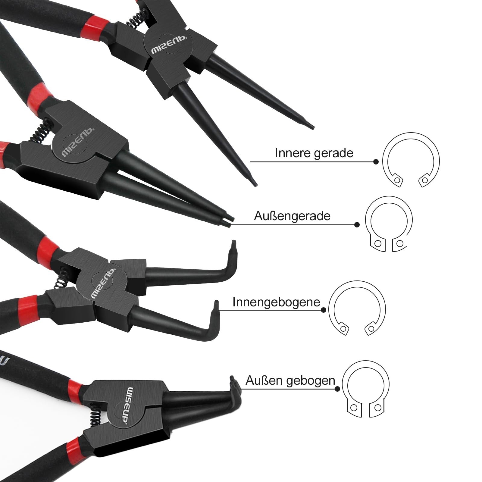Heavy Duty Snap Ring Pliers Set – 4PCS 7″ Internal/External Circlip Kit, Straigh