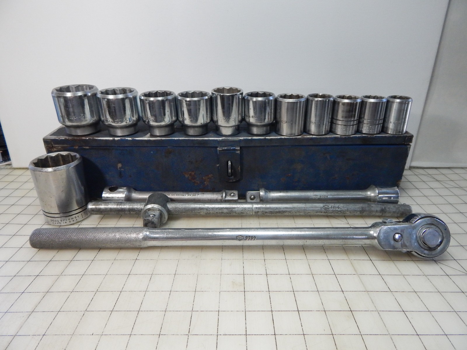 P&C PROTO PLUMB Socket Set 3/4″ Dr. 12pt. Ratchet Metal Box breaker 16pc.