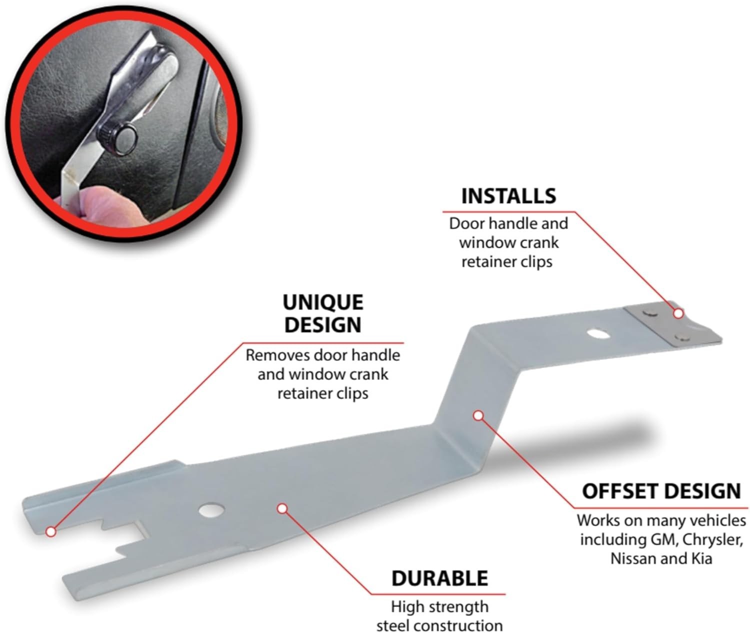 W80646 Ergonomic Door/Window Handle Clip Tool for Efficient Repairs – 1 Count