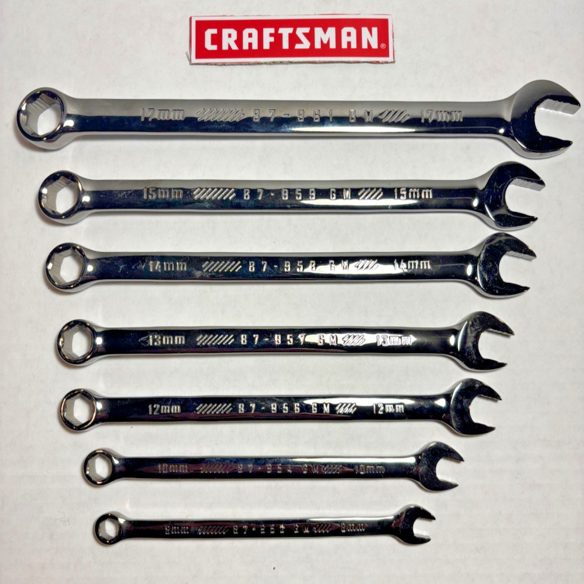 Craftsman Gunmetal Chrome Combination Wrenches, SAE or MM, 6 or 12 Points