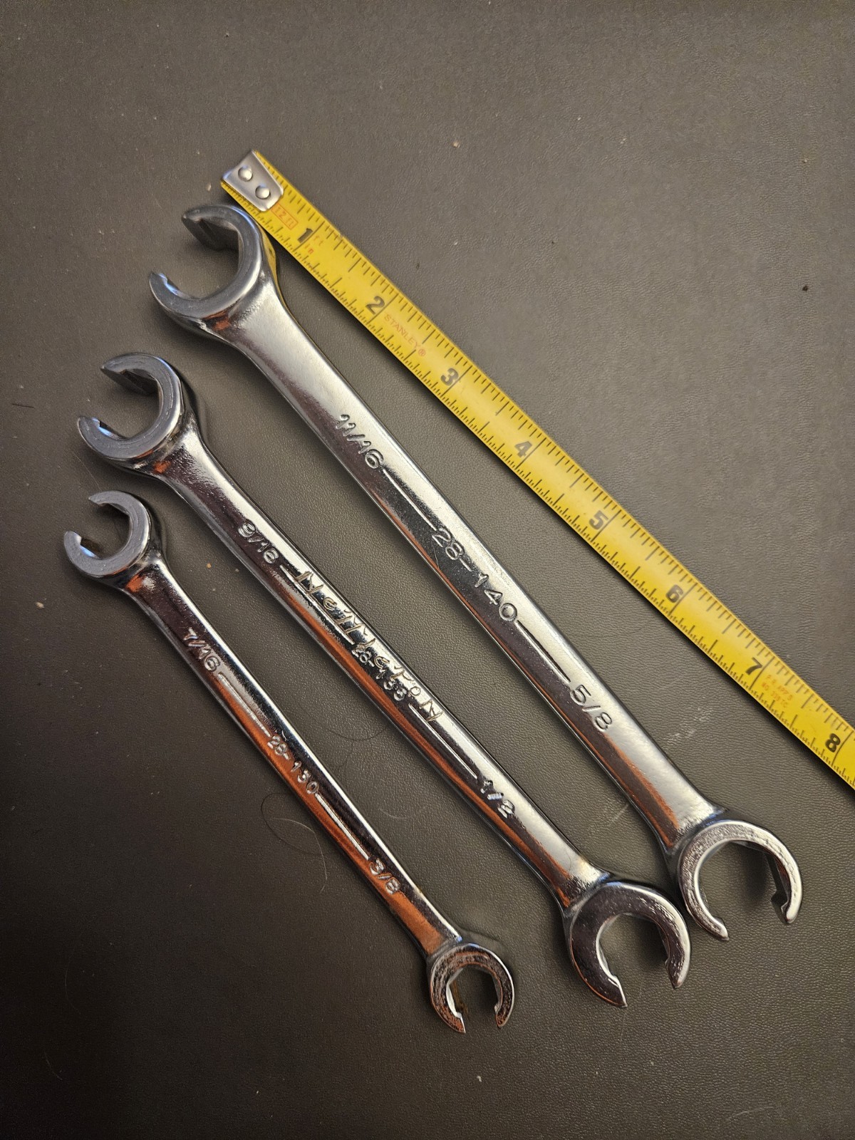 Lot Of 3 Vintage Armstrong Flare Nut Wrenches, 7/16 x 3/8, 9/16 X 1/2, 11/16×5/8