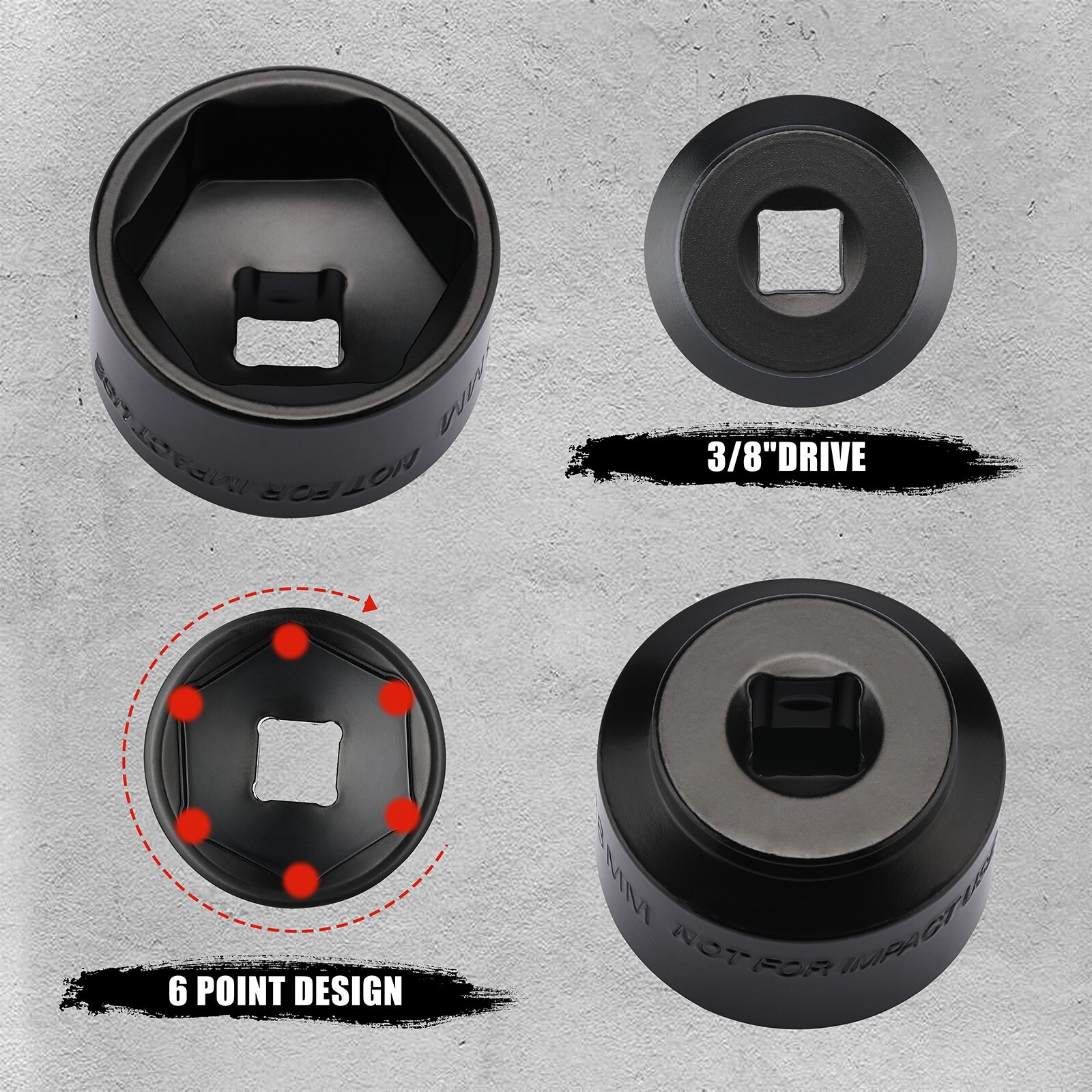 5 Piece 3/8″ Drive Low Profile Oil Filter Socket Set, Remover and Installer Tool