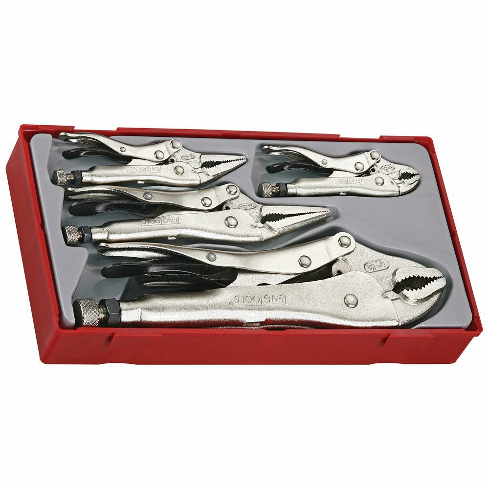 Teng Tools 5 Piece Power Grip Locking Plier Mole Set Long Nose Curved * Offer *