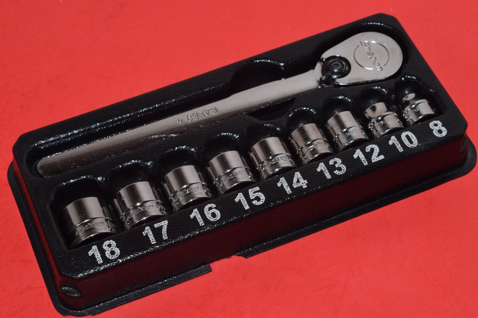 Snap-On 3/8″ Drive 6-Point Metric Flank Drive Low Profile 10p Ratchet Socket Set