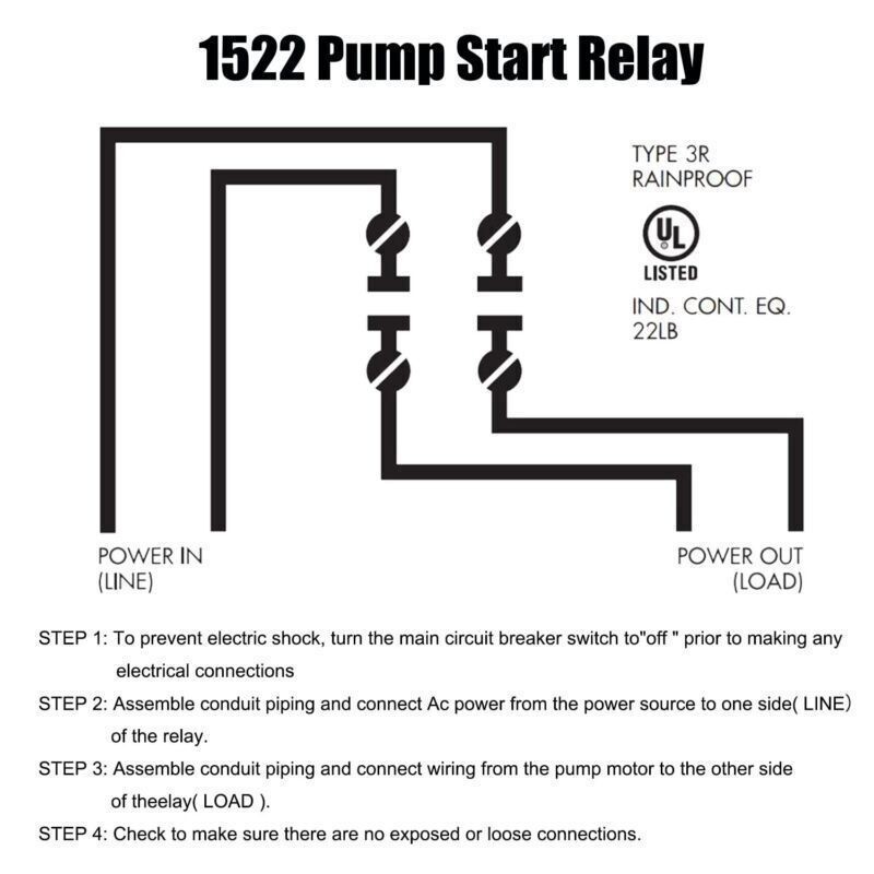 1522 Pump Start Relay 3 HP at 110Volt /220Volt 24V Coil for Irritation Systems