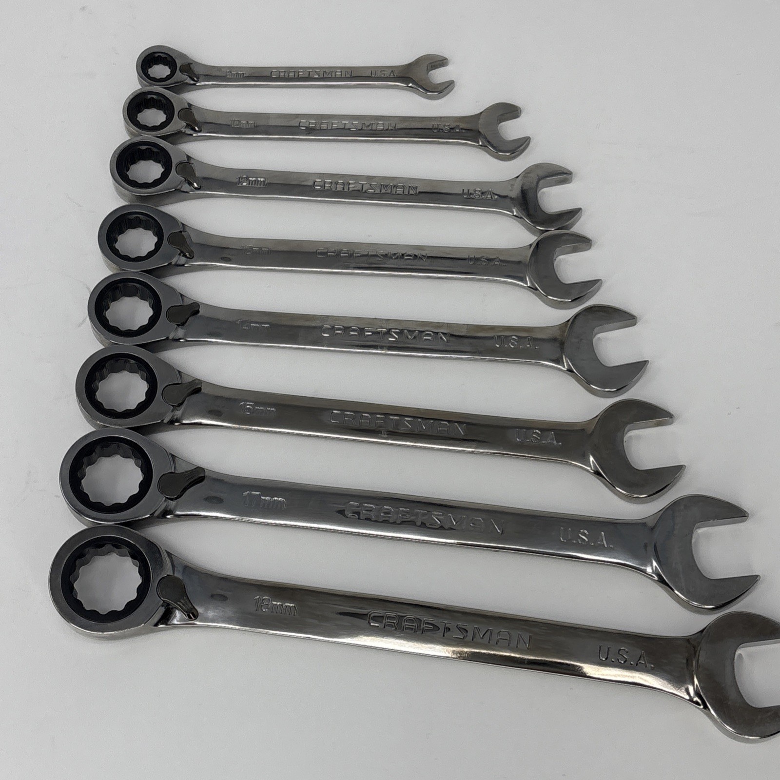 Craftsman 8 Pc Metric Reversible Ratcheting Comb. Wrench Set USA GK 8MM – 18MM