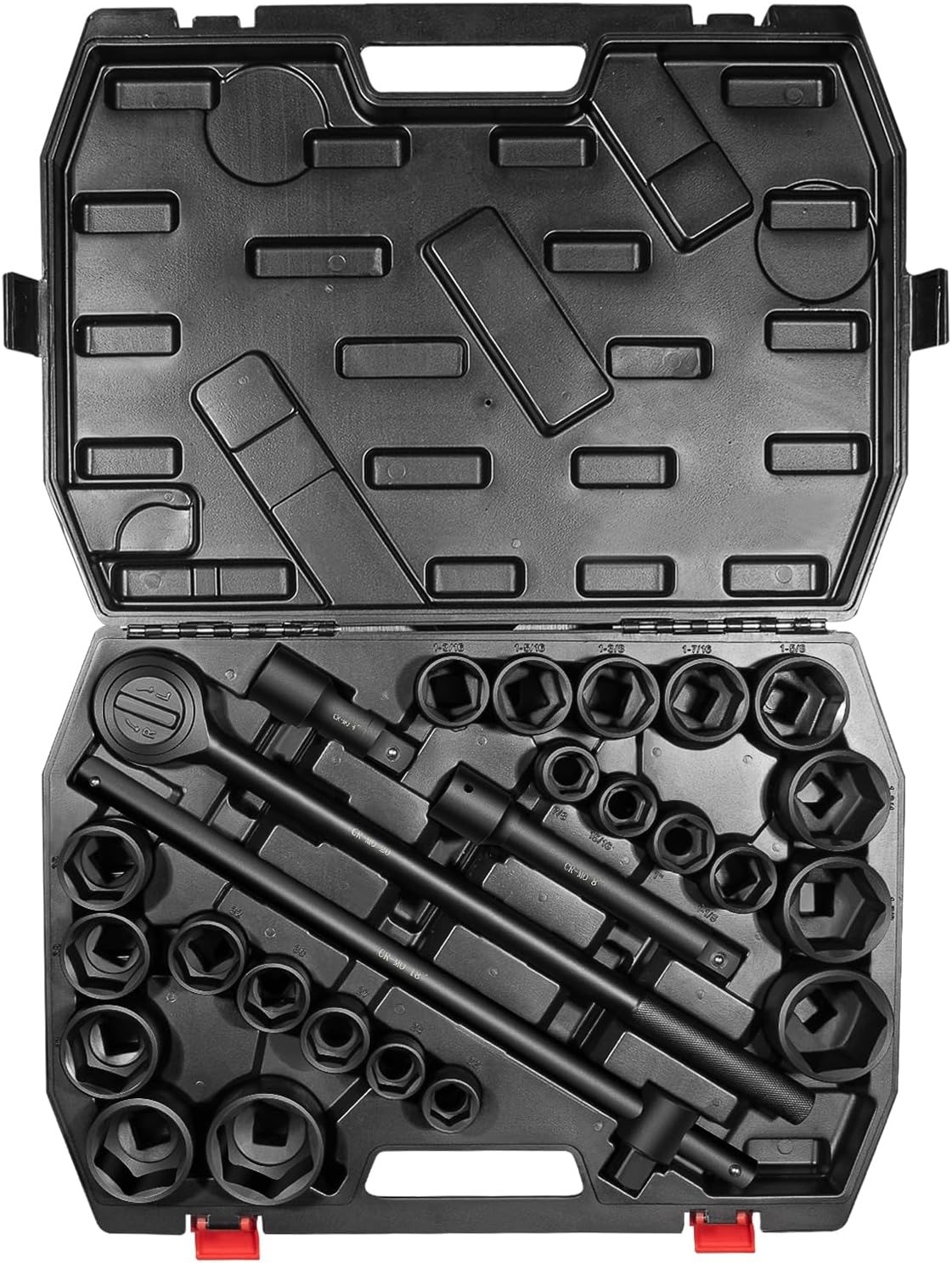3/4″ Drive Deep Impact Socket Set 27Pcs SAE 7/8″-2″ Metric 22-50 MM Standard Kit