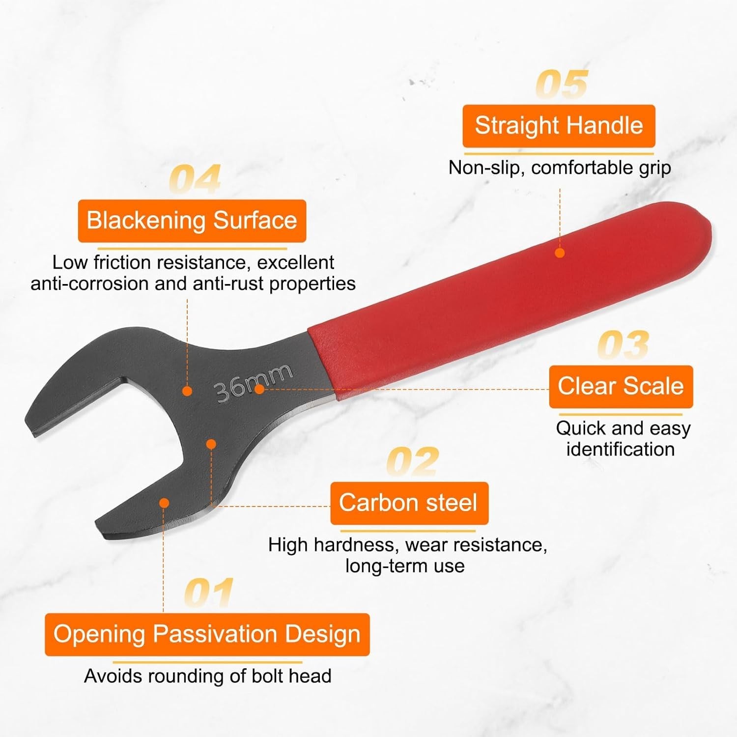 Single Open End Wrench 36Mm Metric 15 Degree Offset Angle U-Shaped Open Ended Sp