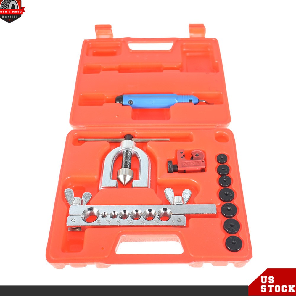 Double Flaring Brake Line Tool Kit Tubing Car Truck Tool Mini Cutter SAE/Metric