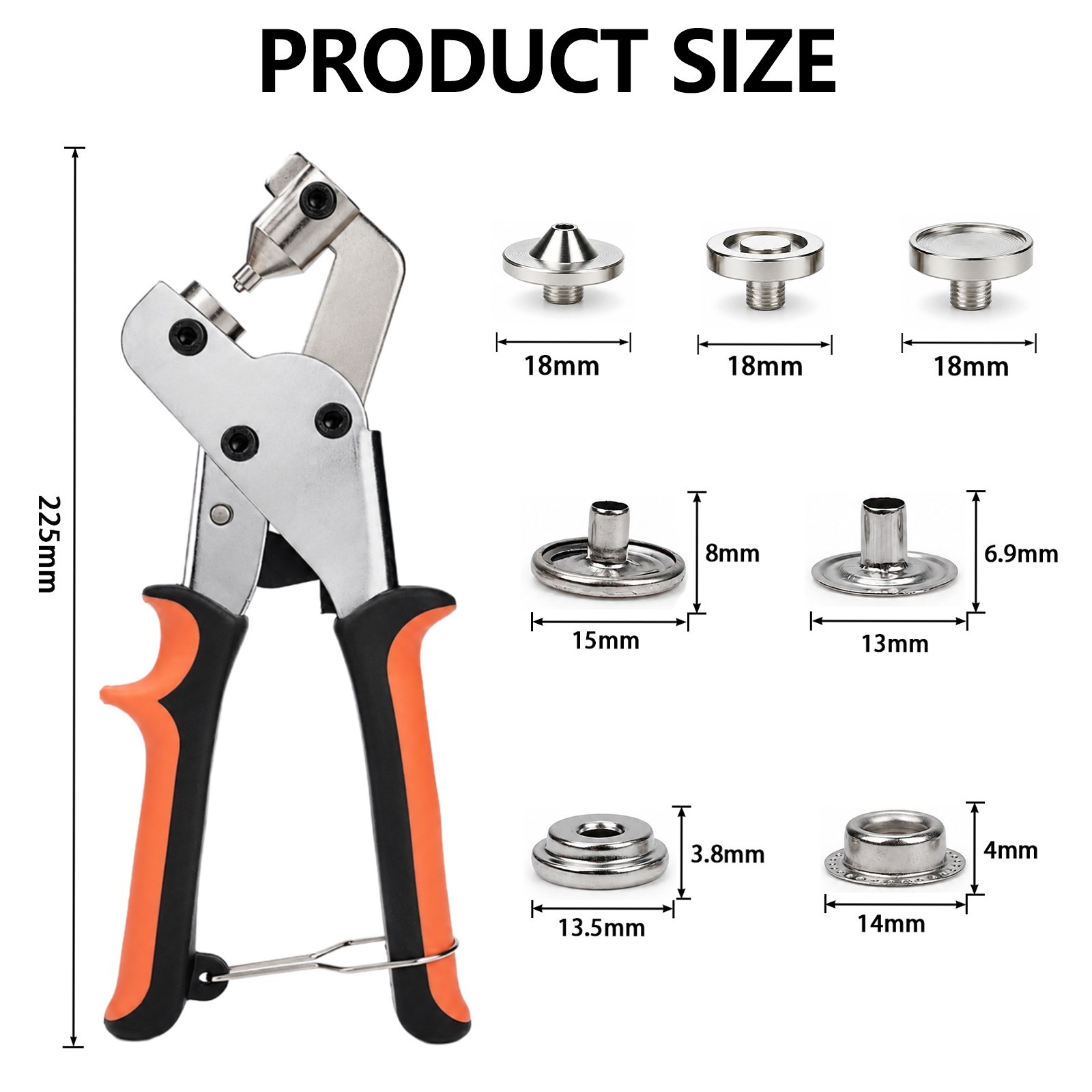 Snap Fastener Tool Kit 200pcs Marine Canvas Repair Plier Heavy Duty Grommet