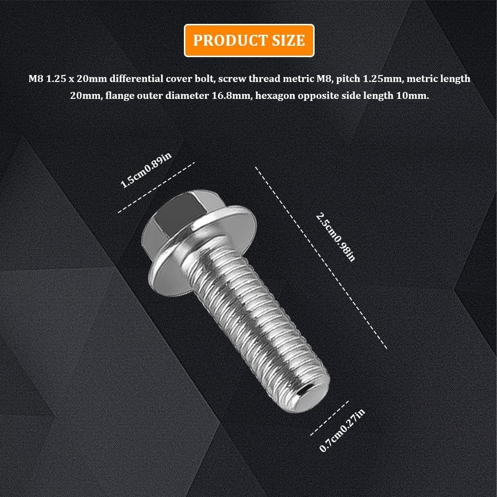 4PCS M8 .25 x 20mm Stainless Steel Differential Cover Bolt Kit for Most Cars