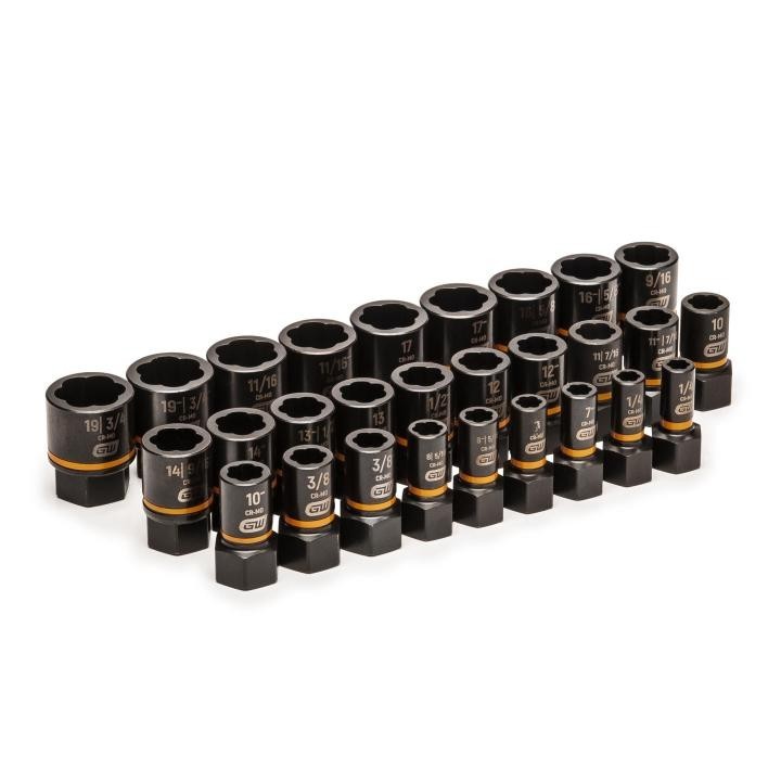 Gearwrench 84784 28 Pc 1/4″ & 3/8″ Dr Bolt Biter Impact Extraction Socket Set
