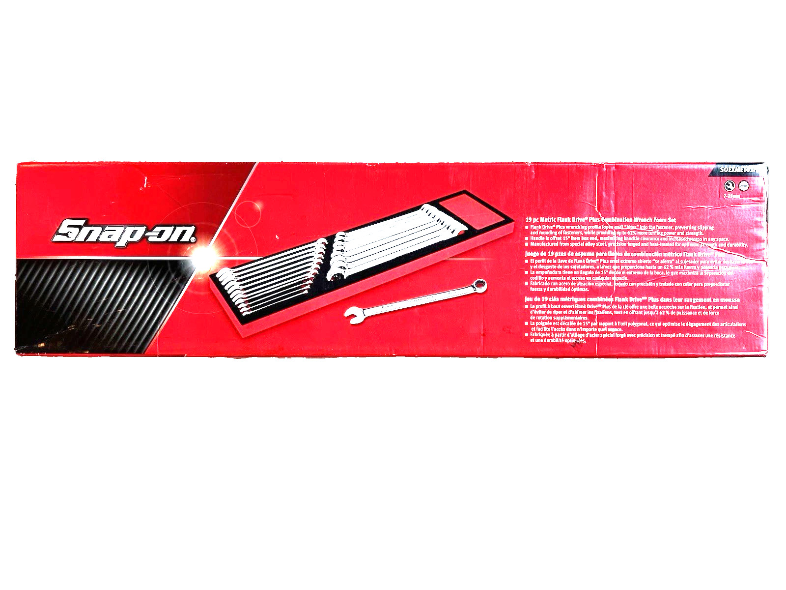 New Snap-on™ SOEXMET01FBR 19pc Metric Flank Dr+ Wrench Foam Set 7 – 25 mm SEALed
