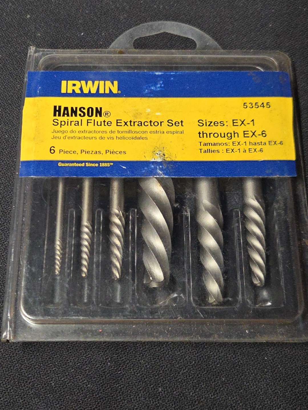 6 PIECE SCREW EXTRACTOR SET IRWIN HANSON #53545 SPIRAL FLUTE EX1-EX6 – USA