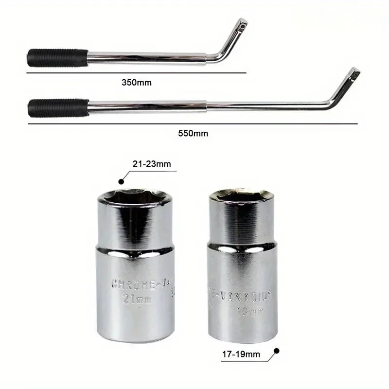 3PCS Tire Socket Wrench L Type Extended Telescopic Rod Repair