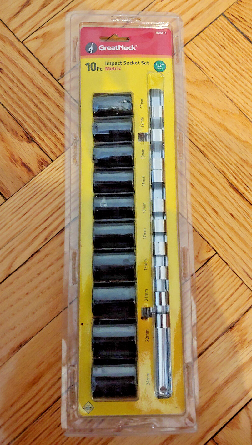 Greatneck 1/2″ Drive Deep Impact Socket Set Metric 10 Piece IMM11 In Package