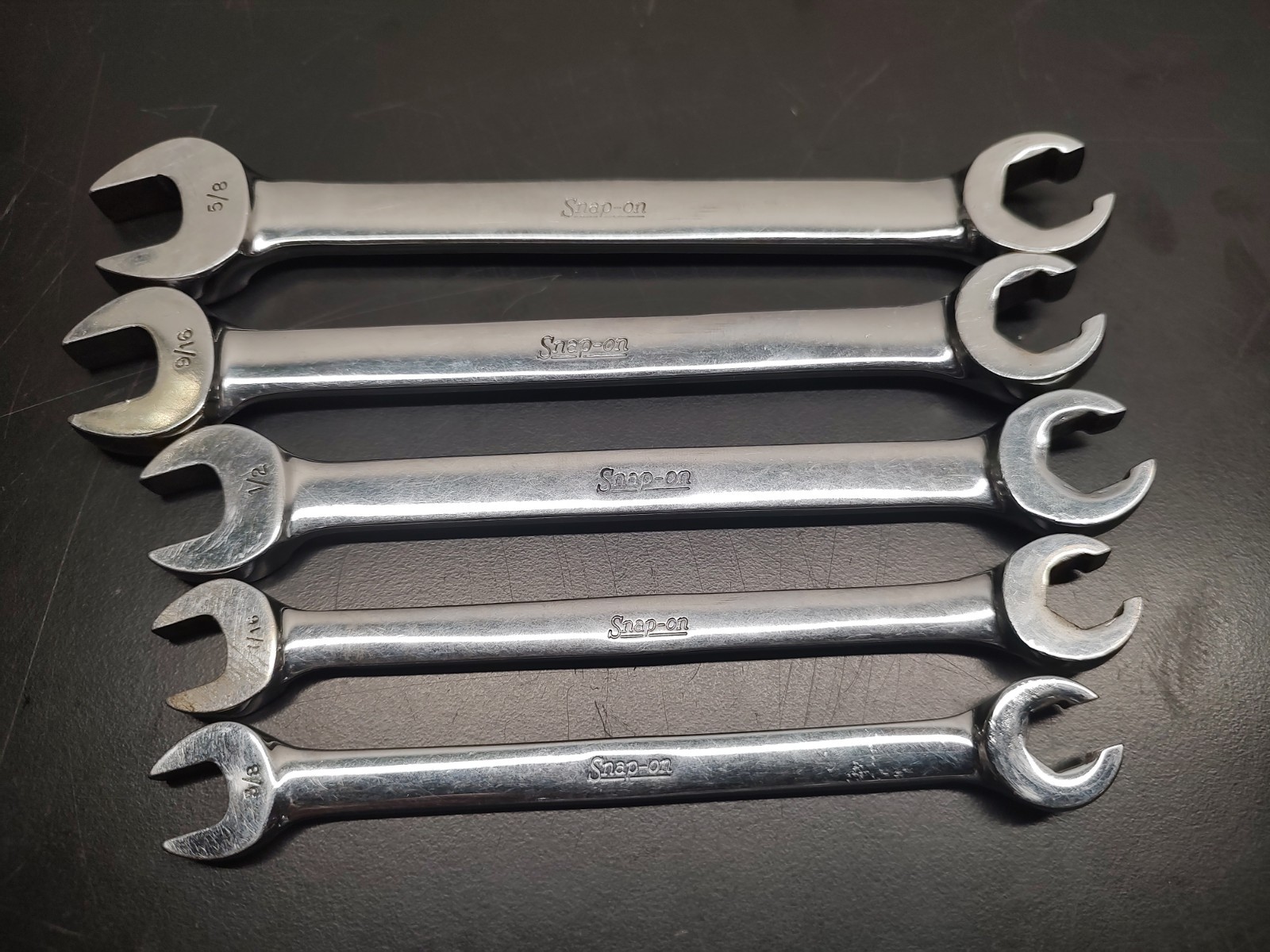 Snap On 5 pc Set 6-Point SAE Open-End/ Flare Nut Wrench Set (3/8-5/8″)