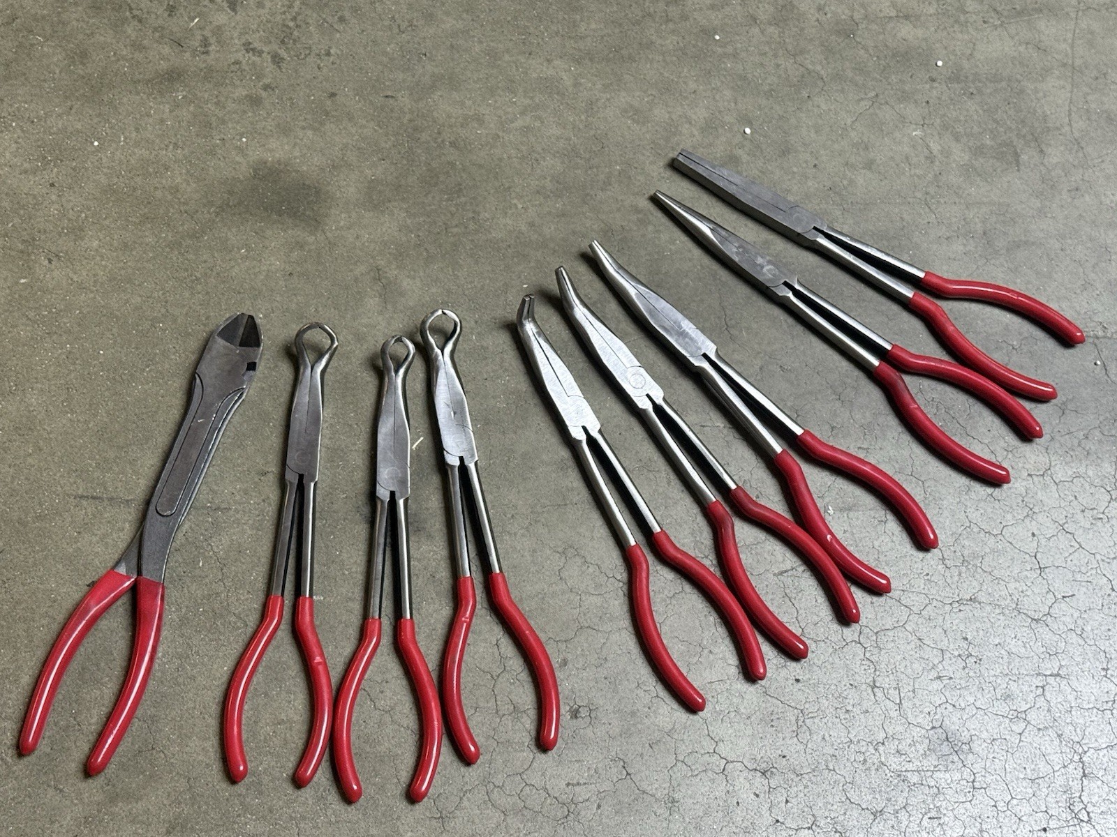 9pcs 11″ Long Nose Plier Set Long Reach Circle Bent Needle Nose Diagonal Cutter