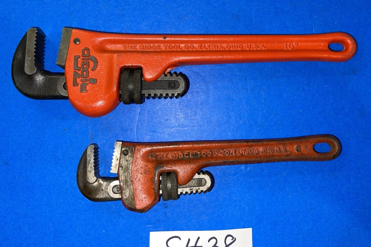 RIDGID TOOLS 2PC 10 INCH 75TH ANNIVERSARY & 8 INCH PIPE WRENCHES