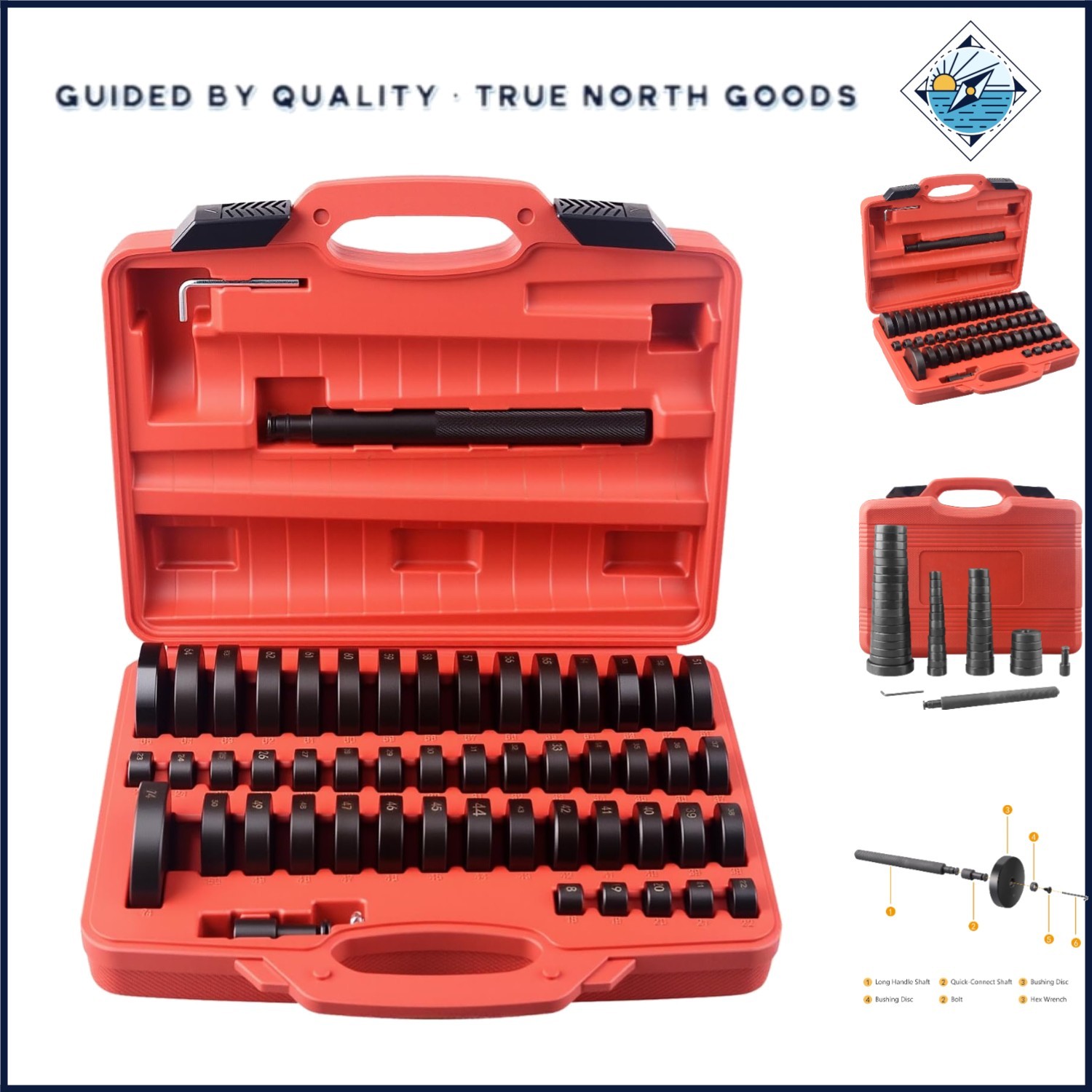 Custom Bearing Driver Kit with 50 Interchangeable Discs for Seal Replacement