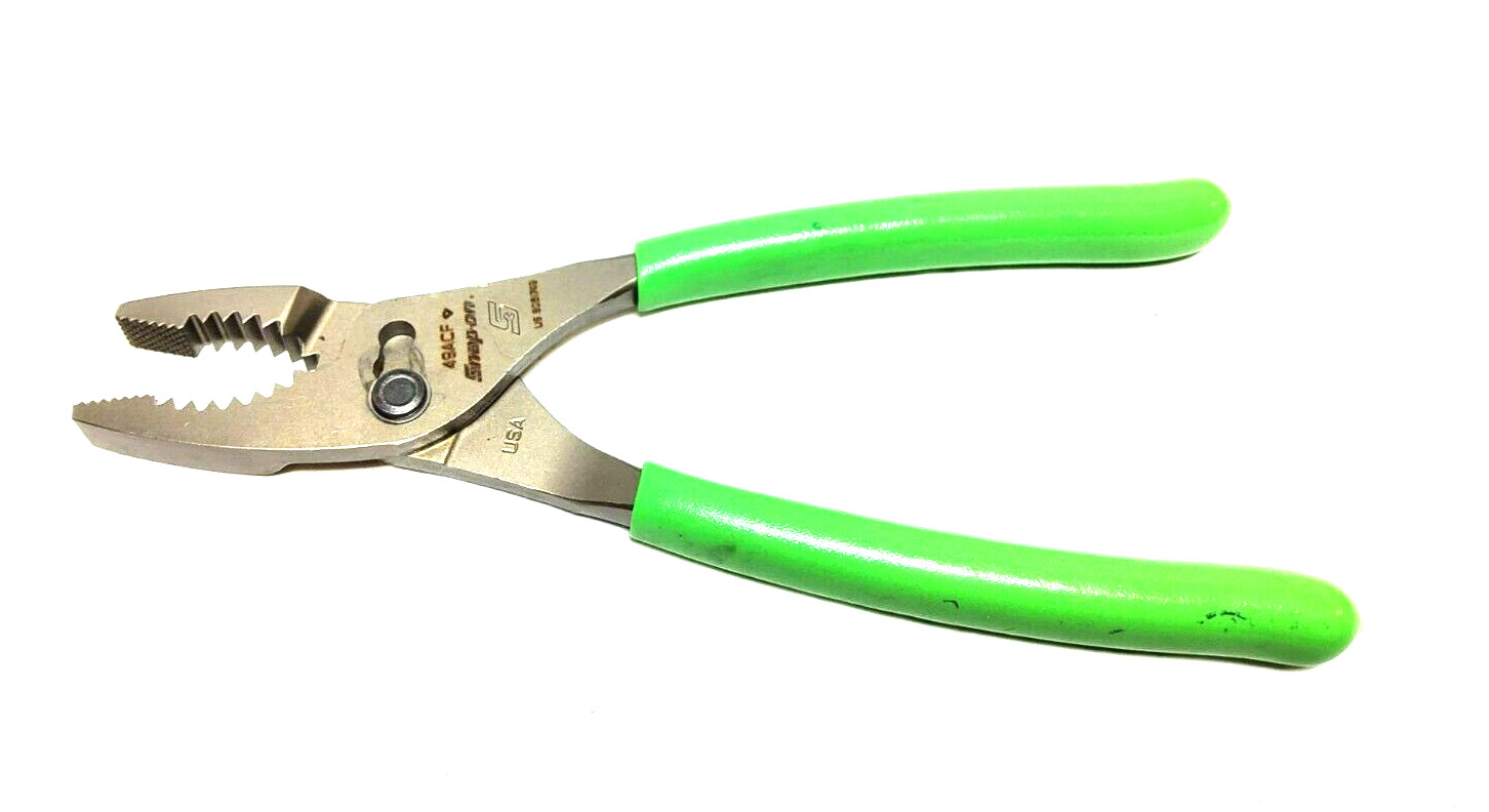 New Snap-on™ 9″ long Green Vinyl Grip Combination Slip Joint Pliers 49ACFG Unuse