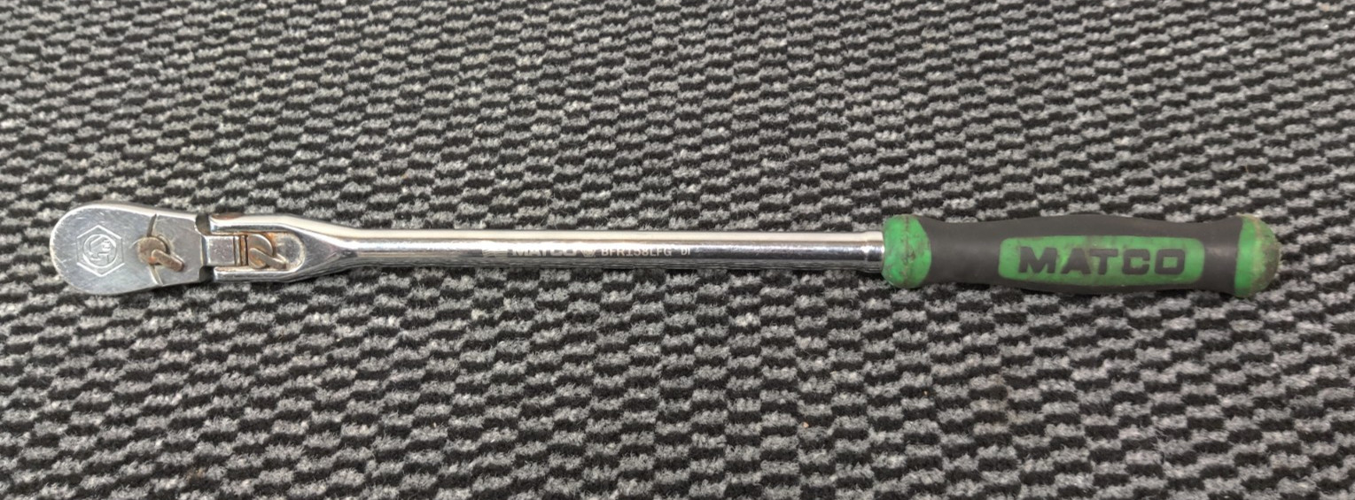 (150954) Matco 3/8 Locking Flex Head Ratchet BFR158LFG Green 15 1/2″ *Pre Owned*