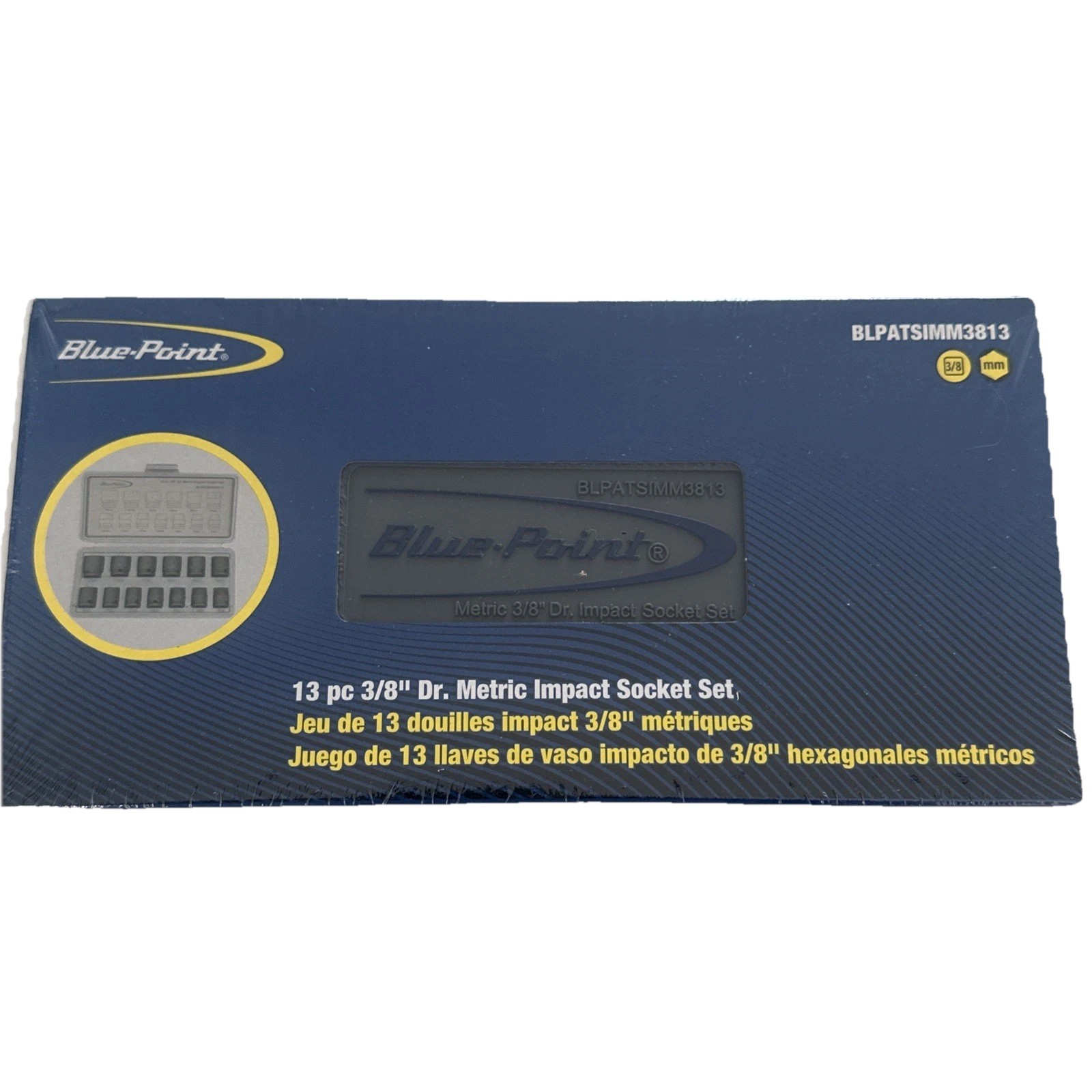 Blue-Point 13 Pc. 3/8″ Drive Metric Shallow 6 Pt. Impact Socket Set W/ Case New