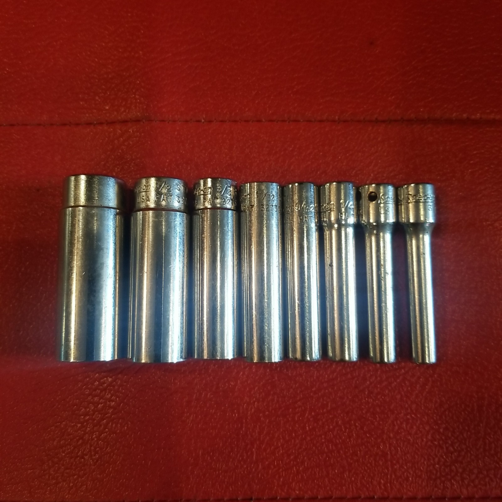 Snap-On 1/4 Drive 6Pt SAE Deep Socket STM* Set. Missing 11/16 & 7/16. 8 Pieces