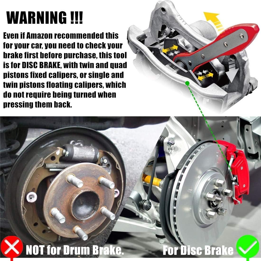 360° Brake Caliper Press Tool with Extra Large Plates for Efficient Repairs