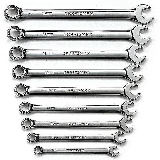 Craftsman 18-Piece Polished Wrench Set 12pt STANDARD METRIC #9-47238 & 9-47238