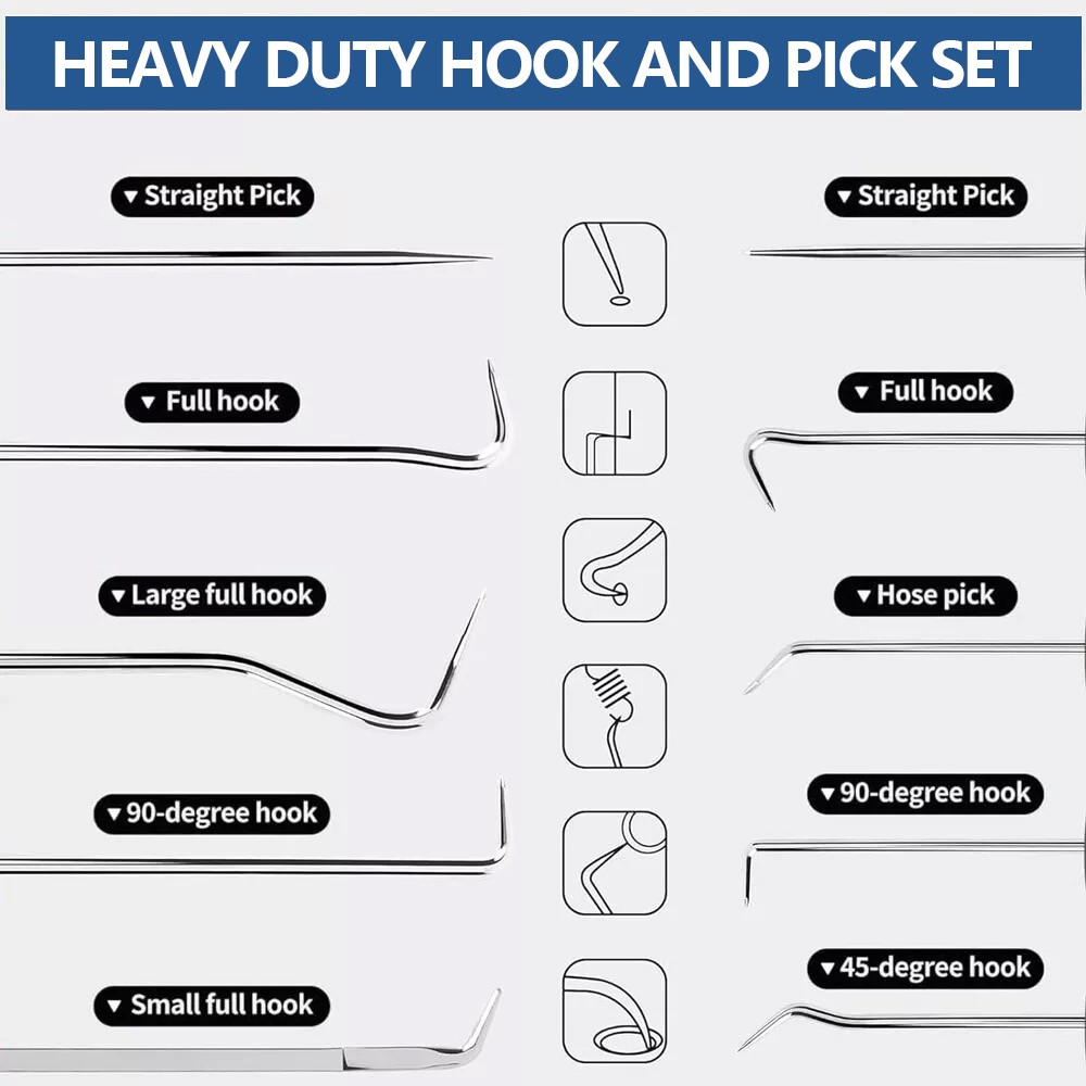 10pcs Pick and Hook Set Car Auto Oil Seal/O-Ring Seal Gasket Pick Puller Remover