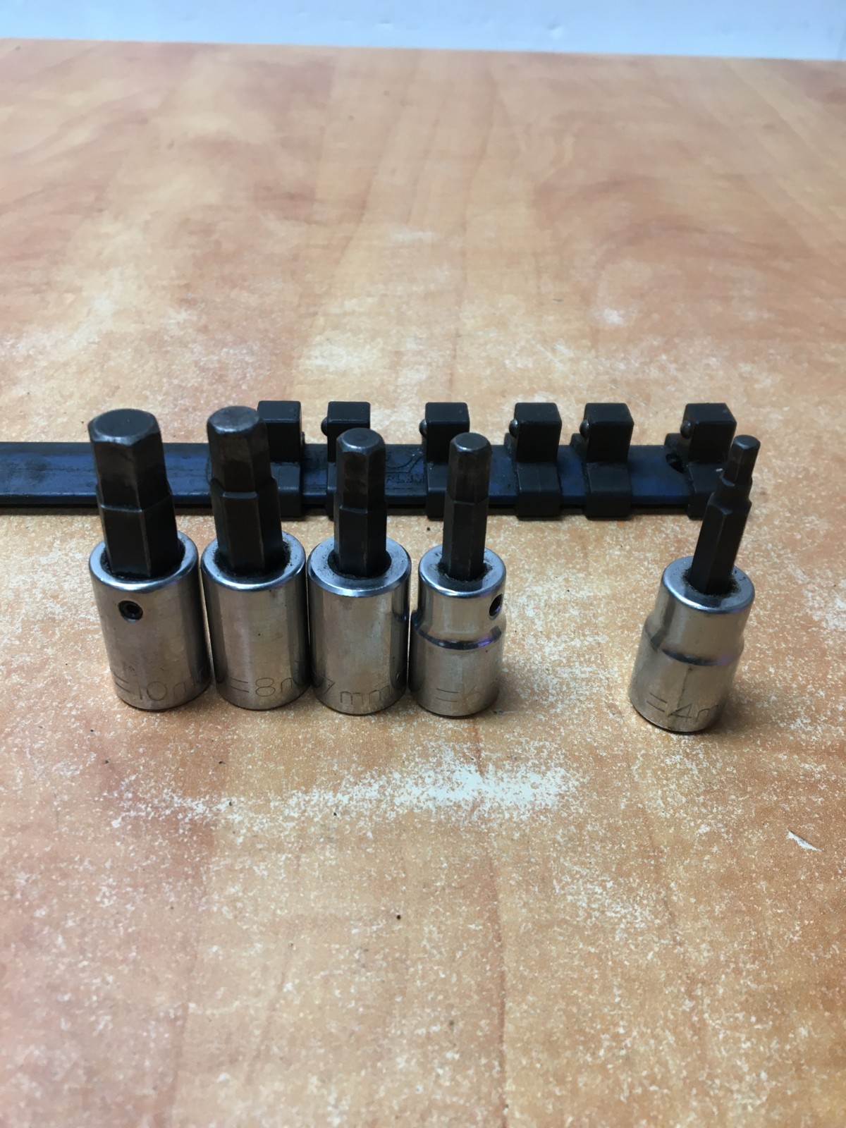 T&E Tools USA 3/8 drive Metric Hex Allen Bit Socket 5 Piece Set 4mm 6 7 8 10mm