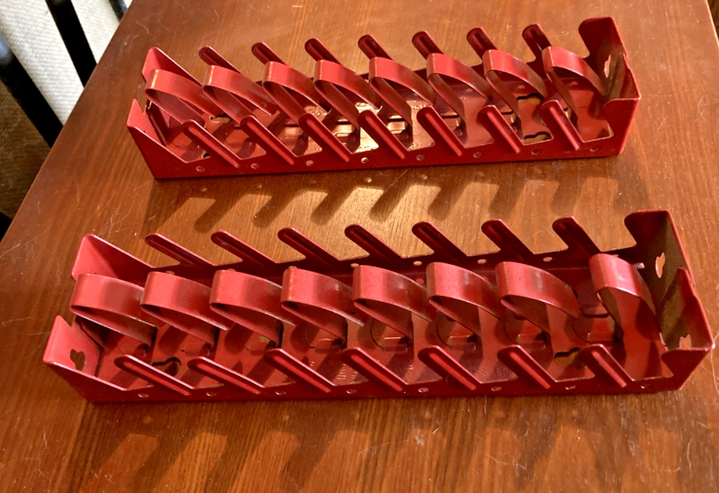 2- Spanger Model 850 Wrench Racks Only Holds 8 Wrenches Red Metal Wall Mount USA