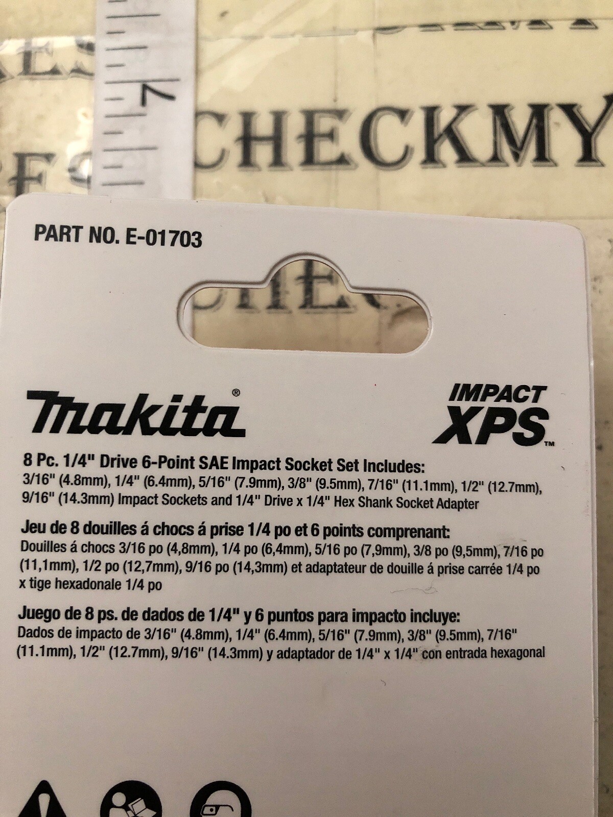 new Makita Impact Xps 1/4” Socket Set Metric+Sae 6 Point Drive Total 16 Pc.