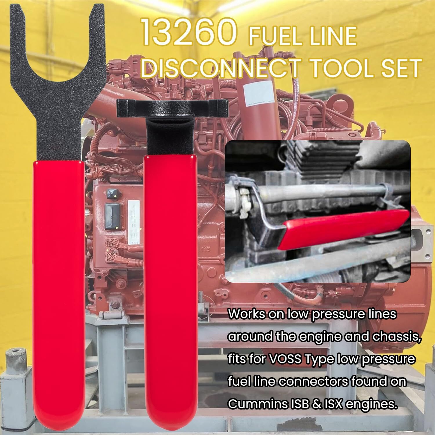 For Cummins ISB & ISX Fuel Line Disconnect Tool Set Bent & Straight Wrench 13260