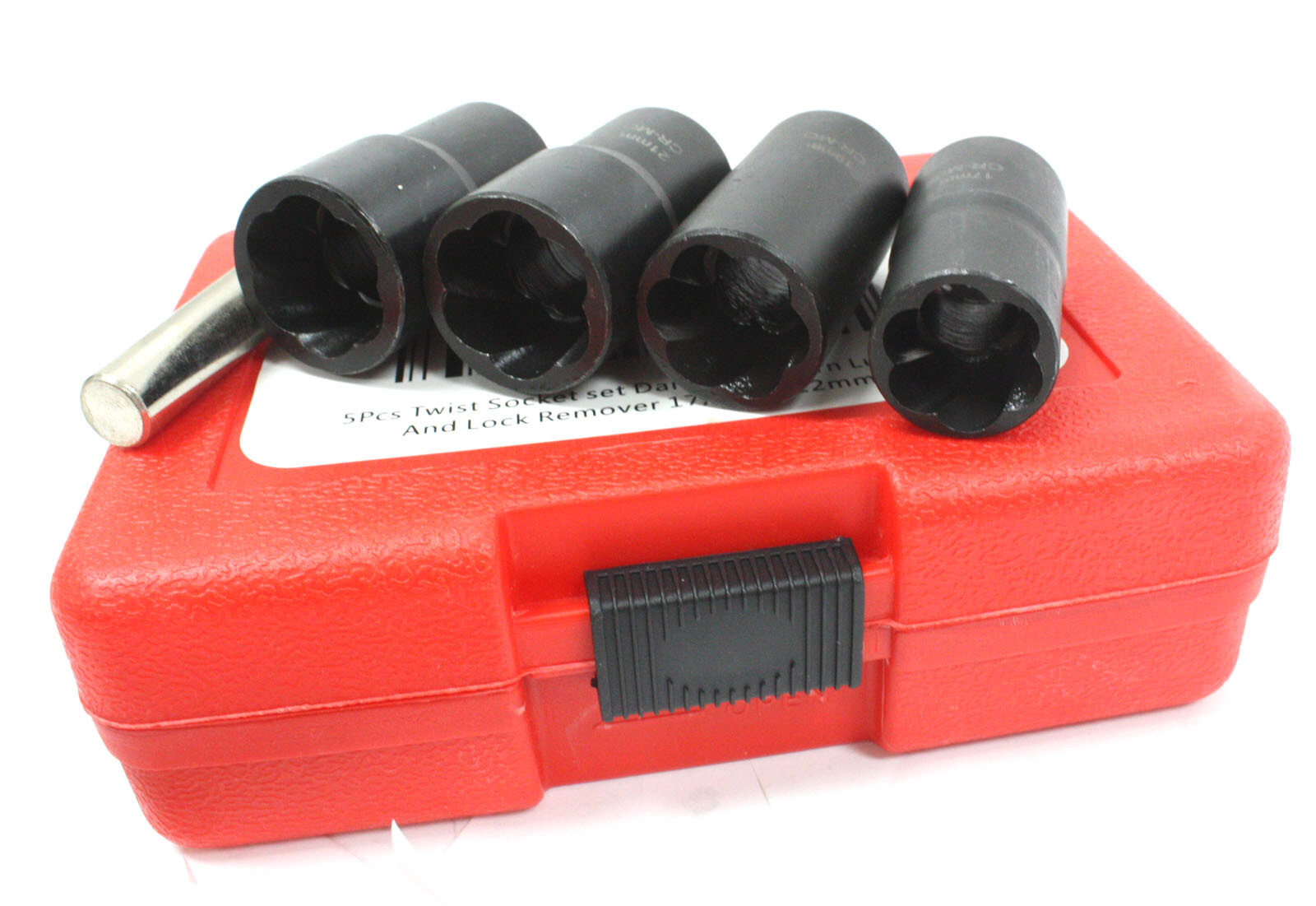 5pc Twist Socket Set 17mm 19mm 21mm & 22mm Damaged Rounded Worn Nut Remover 1/2″