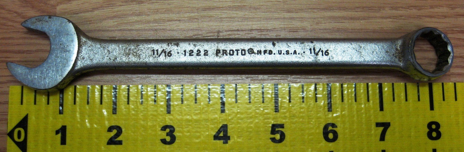 Proto (1222) 11/16 x 11/16 12 Point Open / Closed Combination Wrench **U.S.A**