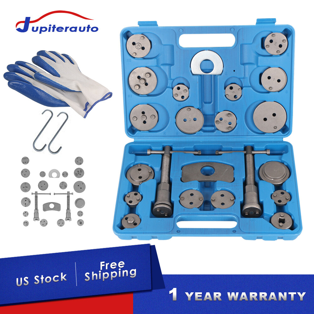 27Pcs Universal Disc Brake Caliper Tool Piston Pad Wind Back Hand Kit W/ Hooks