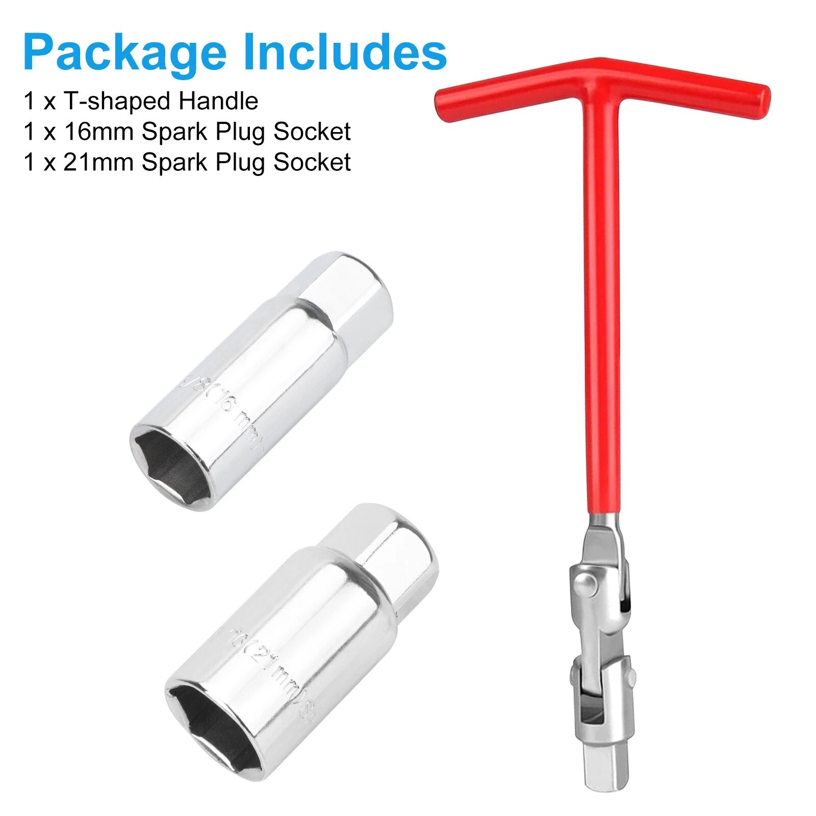 16mm 21mm Spark Plug Socket Wrench T-Handle Swivel Removal Tool for Automotive