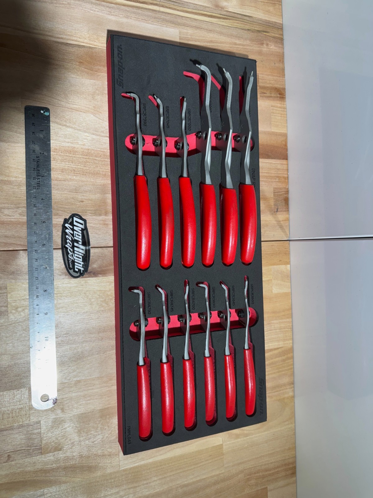 Snap-on Tools USA NEW RED 12-Piece Master Snap Ring Pliers Foam Set SRPCR1200FR