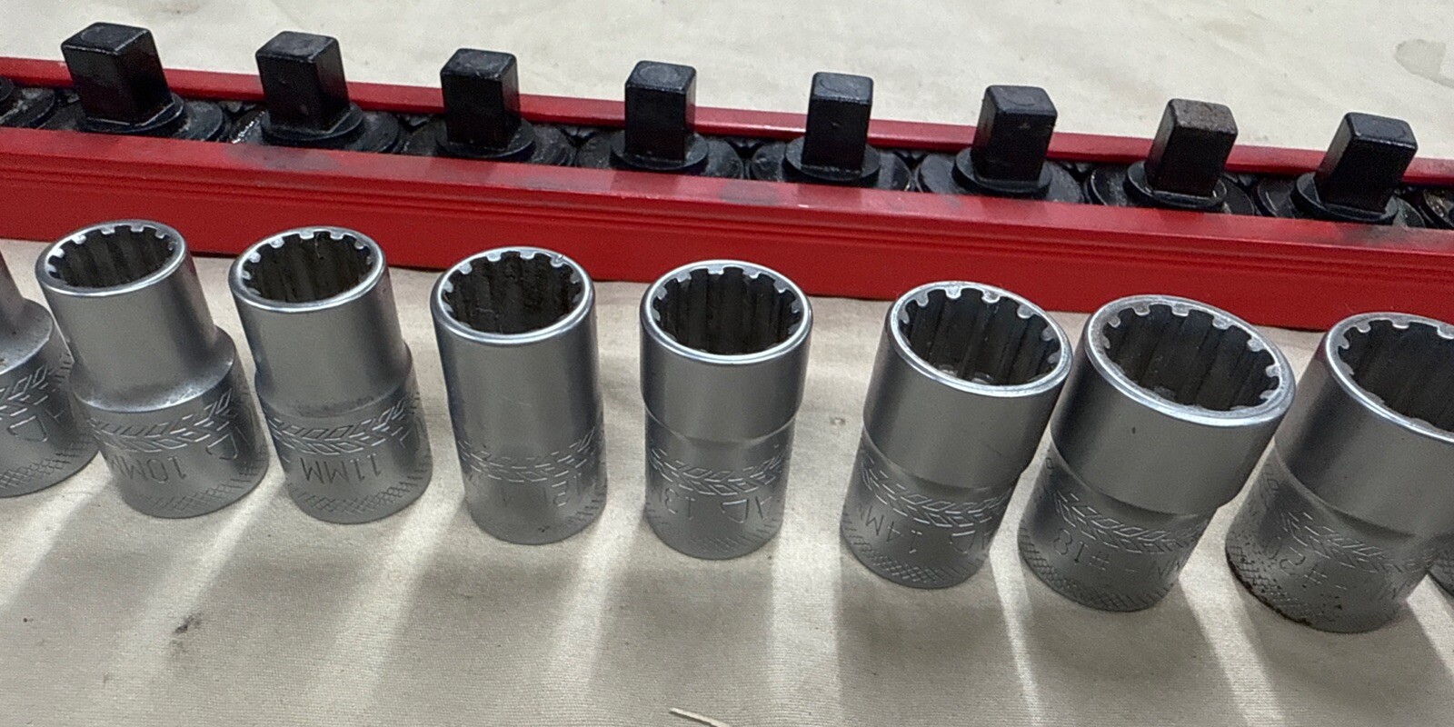 MAC Tools SPLINE Hex Metric 8mm-19mm 3/8″ DR Set Lot Socket Shallow Spherical