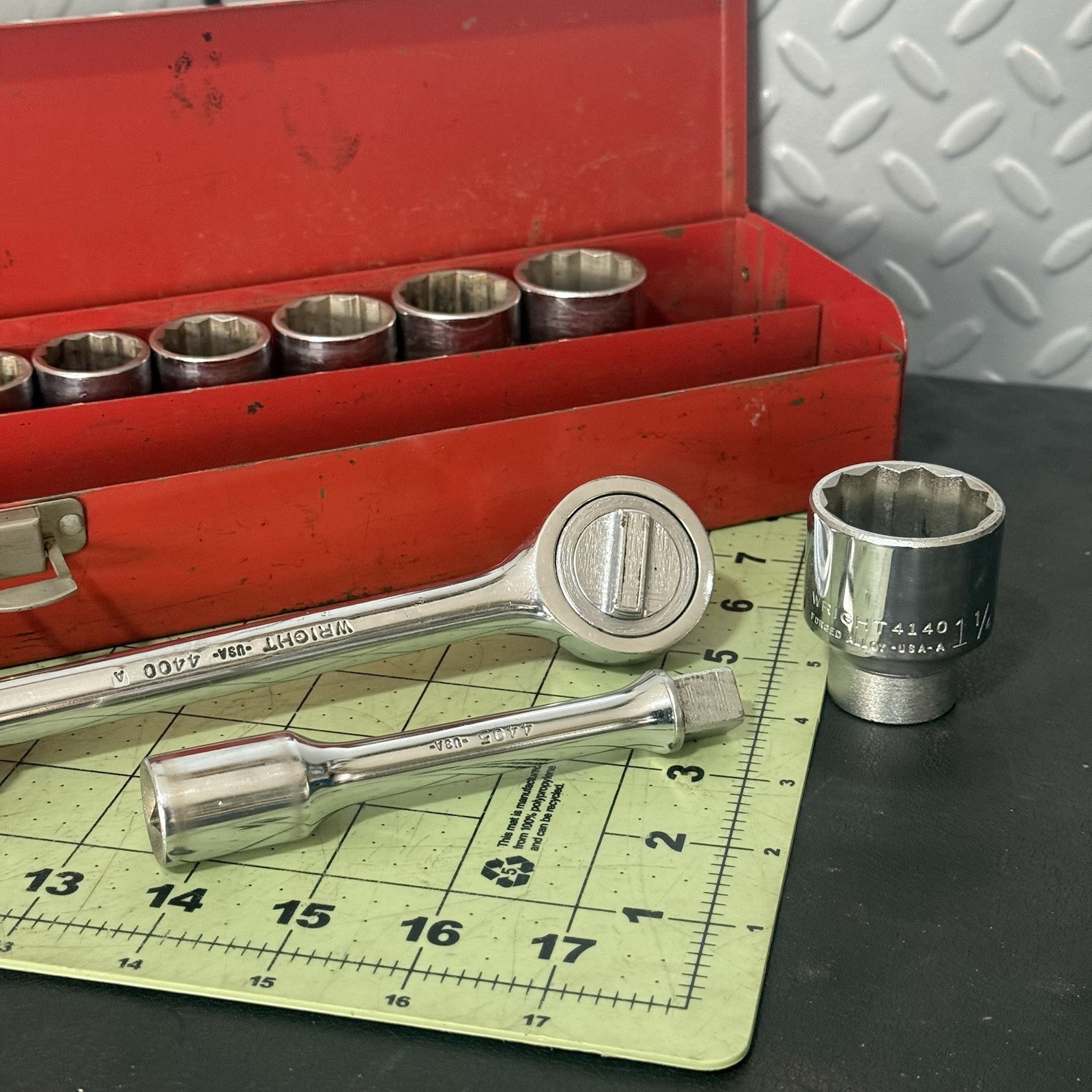 Lot of 14 Wright 1/2” Drive Sockets and Metal Case