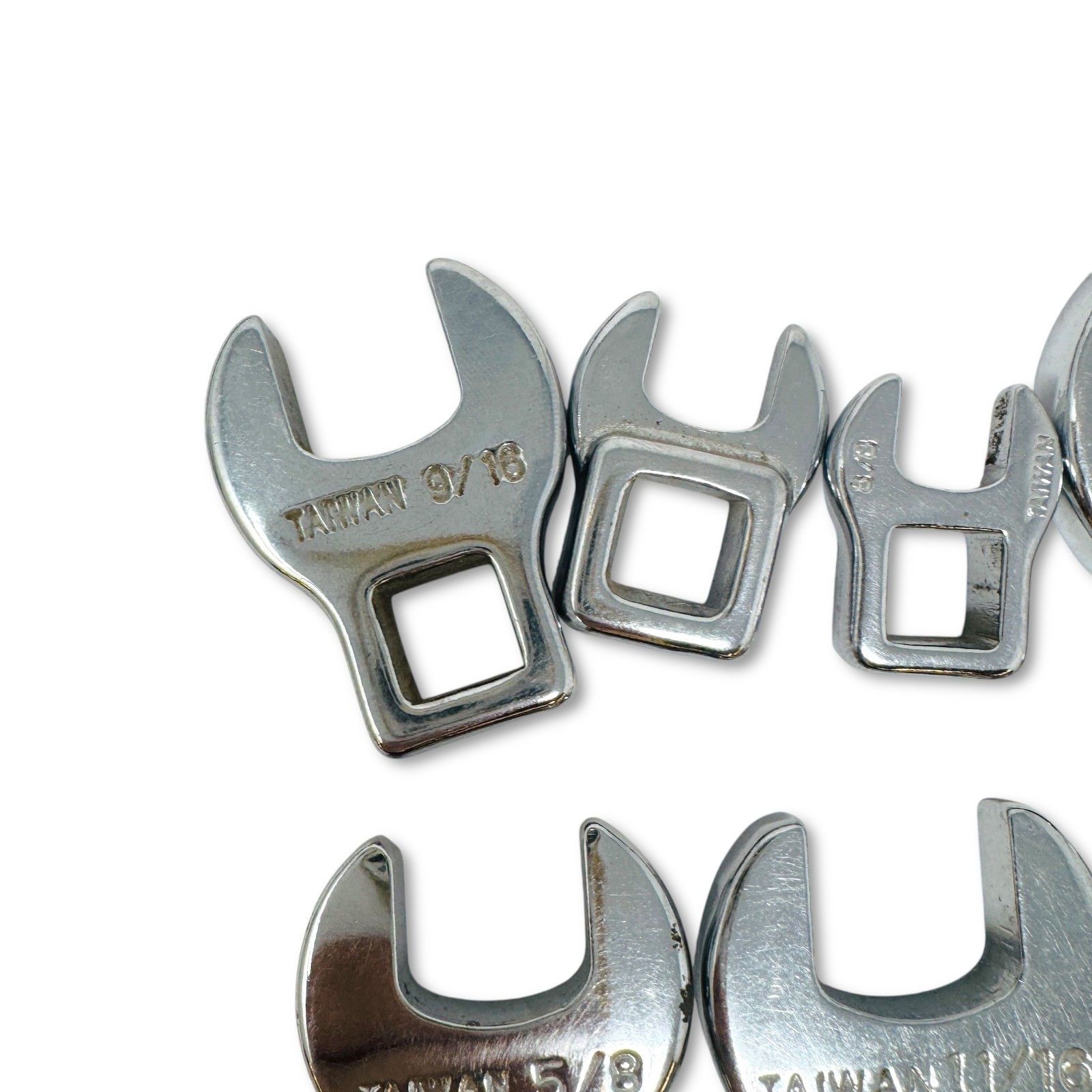 Unbranded 9/16 in, 5/8 in SAE 3/8 in Drive Open-End Crowfoot Wrench Set, 7 Pcs