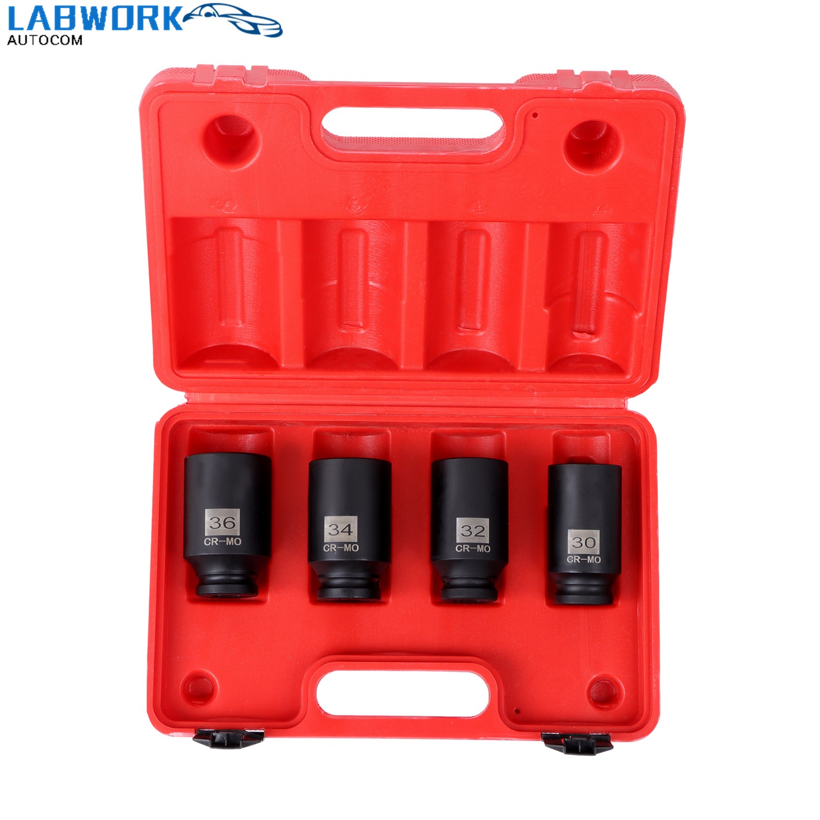 12 Point 30mm 32mm 34mm 36mm 4Pcs 1/2″ Drive Spindle Axle Nut Socket Set